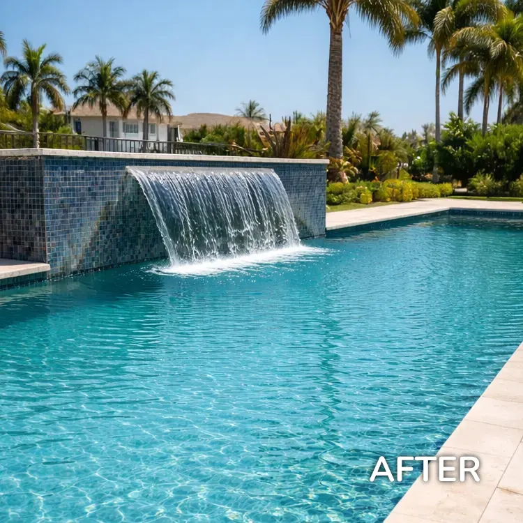 Crystal clear pool after professional cleaning service Boca Raton
